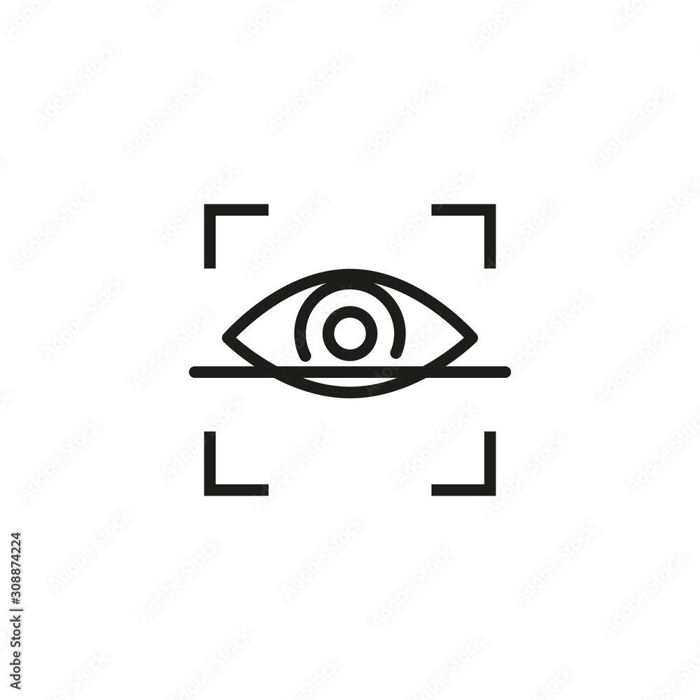 Aufkleber eye scanner thin line icon. biometric, identification, security isolated outline sign. safety and au