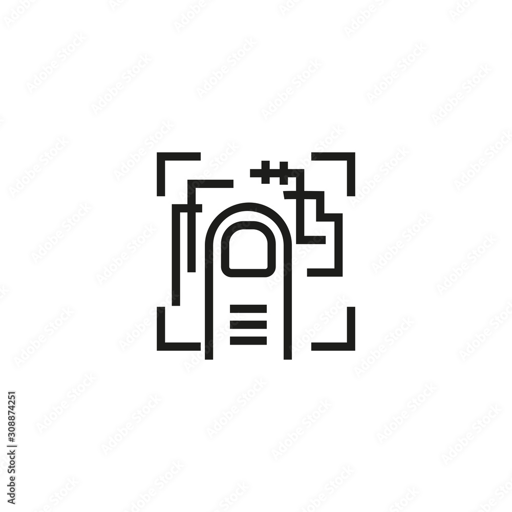 Aufkleber finger scanning machine thin line icon. biometric, identification, security isolated outline sign. s