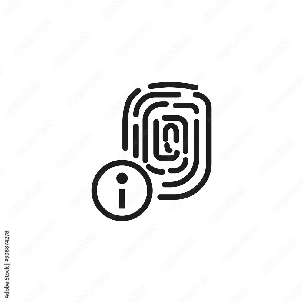 Aufkleber fingerprint info thin line icon. biometric, identification, security isolated outline sign. safety a