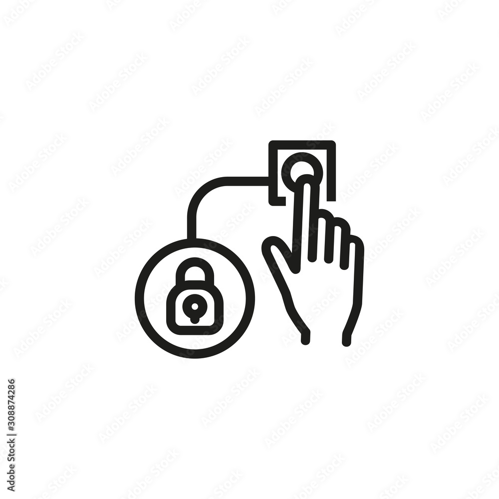 Aufkleber fingerprint lock thin line icon. biometric, identification, security isolated outline sign. safety a