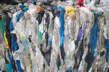 recycling, pressed film of different colors