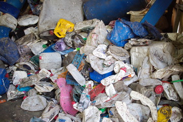 recycling plastic waste bottles from industrial liquids