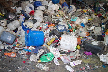 recycling plastic waste bottles from industrial liquids