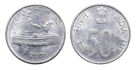 Coin 50 paise. India. 2001