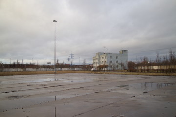 Obraz premium Industrial zone on the outskirts of a big city in autumn