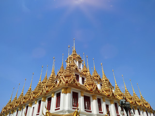 Metallic pagoda in the temple of Thailand.