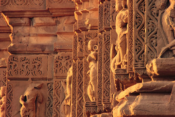 Old temple building designing pillar and wall  