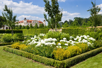 Fototapeta na wymiar baroque Milotice castle and gardens, South Moravia, Czech republic