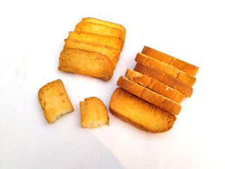 some fresh dry bread peace isolated on white background