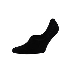 Blank black cotton sport short sock on invisible foot isolated on white background as mock up for advertising, branding, design, front view, template.