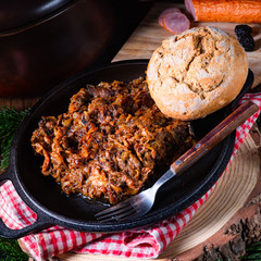 Polish bigos with sausage and dried plum