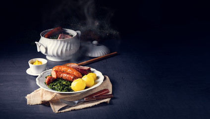 oldenburg kale with pinkel sausage and kassler