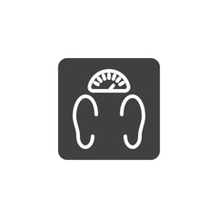 Bathroom scales vector icon. filled flat sign for mobile concept and web design. Floor scales glyph icon. Mass measuring symbol, logo illustration. Vector graphics