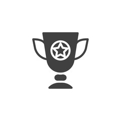 Champions trophy cup vector icon. filled flat sign for mobile concept and web design. Winner cup with star glyph icon. Symbol, logo illustration. Vector graphics