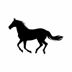 Running horses black silhouette. Equine vector illustration. 