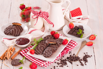 Soft cakes with strawberry.	