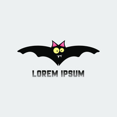 Cartoon bat vector illustration, logo design. cute expression bat icon