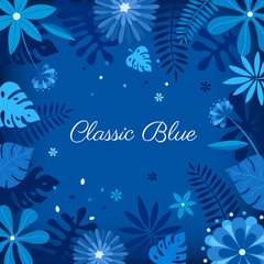 Fototapeta na wymiar Flower floral frame with Classic Blue 