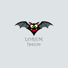 Cartoon bat vector illustration, logo design. cute expression bat icon