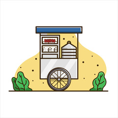 illustration of Bakpau cart, Cart food illustration. cart indonesia isolated vector