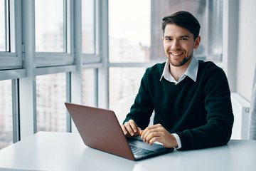 businessman working on laptop in office