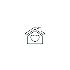 Obraz na płótnie Canvas House. Family, cosiness, love. Vector linear icon on a white background.