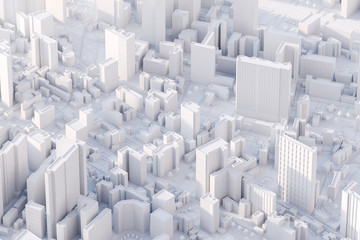 Fototapeta The layout of a modern city with a bird's-eye view. 3d rendering. obraz