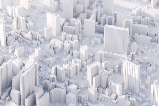 The layout of a modern city with a bird's-eye view. 3d rendering.