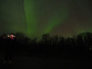 Fototapeta premium Beautiful northern lights on the sky