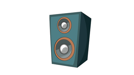  Audio speaker in a wooden case. Isolated on white background.