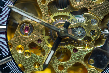 Detail of watch machinery.Beautiful Watch Gears Spinning and Keeping Time.