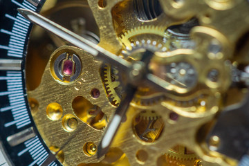Detail of watch machinery.Beautiful Watch Gears Spinning and Keeping Time.