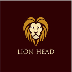 Lion head logo design with a Dashing face Vector Template Illustration