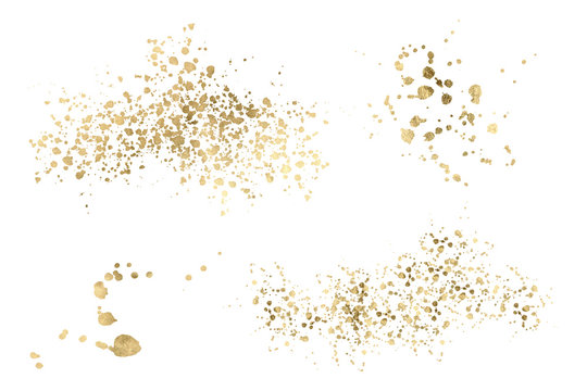 Watercolor Gold Drop Splash Vector Hand Drawn 