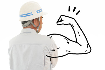 パワフルな年配の作業員のイメージ