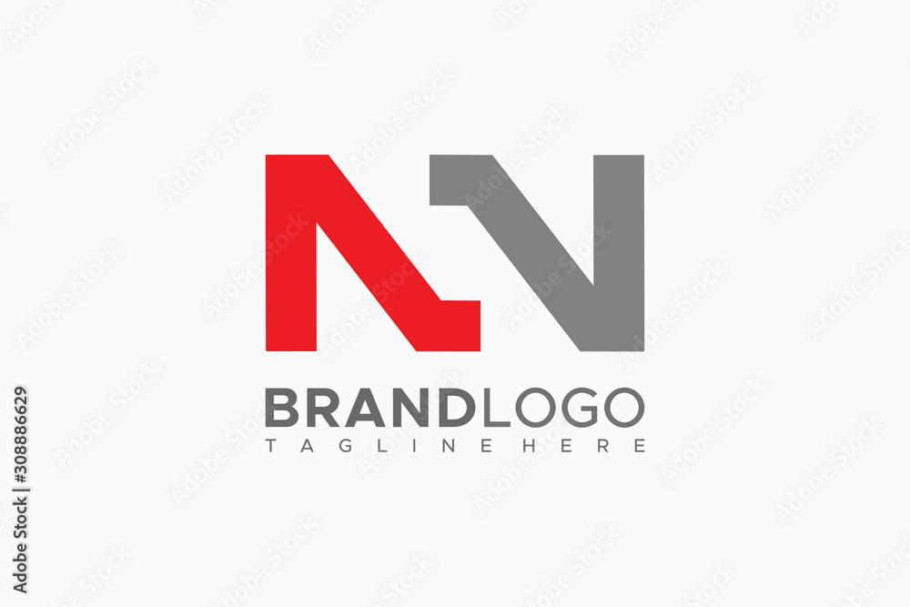 Poster logo vector abstract initial letter n and n linked. flat vector logo design template element