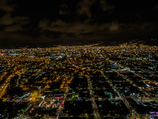 Beautiful aerial view of San Jose City illuminated at Night 