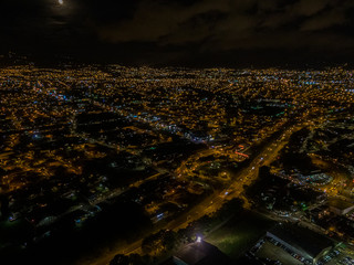 Beautiful aerial view of San Jose City illuminated at Night 