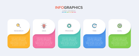 Infographic design with icons and 5 options or steps. Thin line vector. Infographics business concept. Can be used for info graphics, flow charts, presentations, web sites, banners, printed materials.