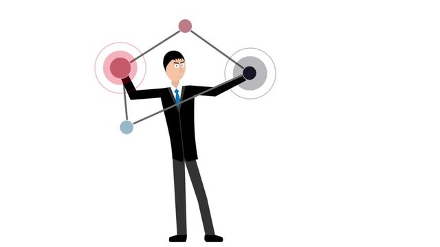 Animation men and modern technology. High-tech, video with alpha channel enabled. Cartoon