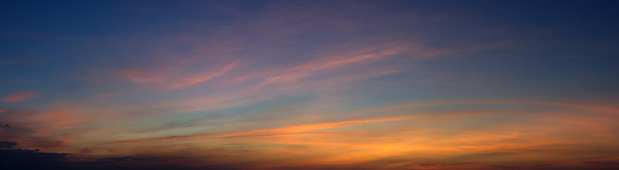 Panoramic view of dramatic twilight sky background