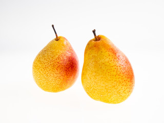 2 pear fruit on white background