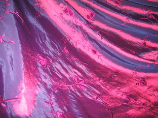 crumpled silk fabric macro. purple, purple