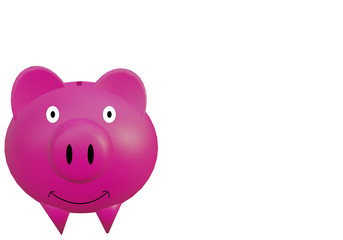 3d smile Piggy bank saving money Investment planning concept money box. Finance  icon for cash and coins . pink fat Pig isolated on white background. 3D rendering