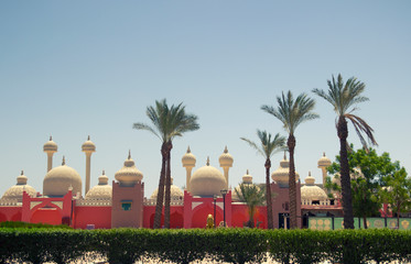 Red house and nice palms