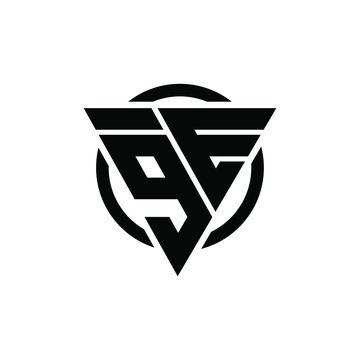 9E E9 Triangle Logo Circle Monogram Design Vector Super Hero Concept
