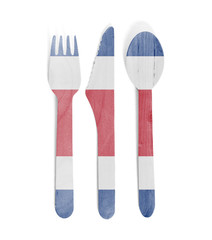 Eco friendly wooden cutlery - Plastic free concept - Flag of Costa Rica
