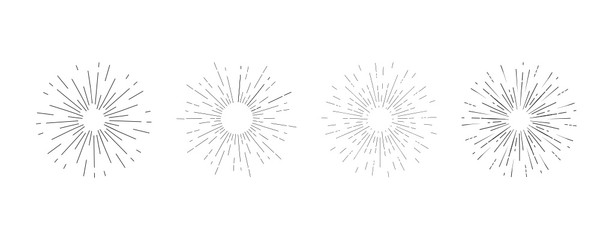 Set of light ray. Hand Drawn vector illustration