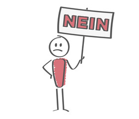 Fototapeta premium Stick Figure - Mann mit Schild - Nein
