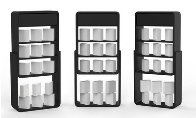 Display stand, retail display stand for product , display stands isolated on white background. 3d illustration